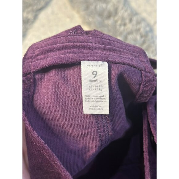 VTG Carter's 9M Purple Corduroy Overalls | Embroidered Floral Baby Jumpsuit - Picture 7 of 8